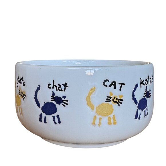Vintage Waechtersbach Cat Food Water Bowl Ceramic Multiple languages Graphics - Picture 2 of 16